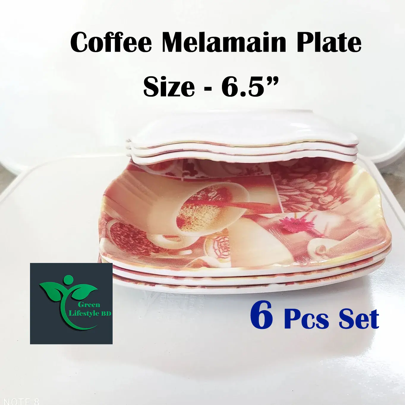 Picture of Melamine Coffee Plate 6 Pieces Set ( Size-6.5 inch's ) plate for Snacks and Breakfast. - Coffee