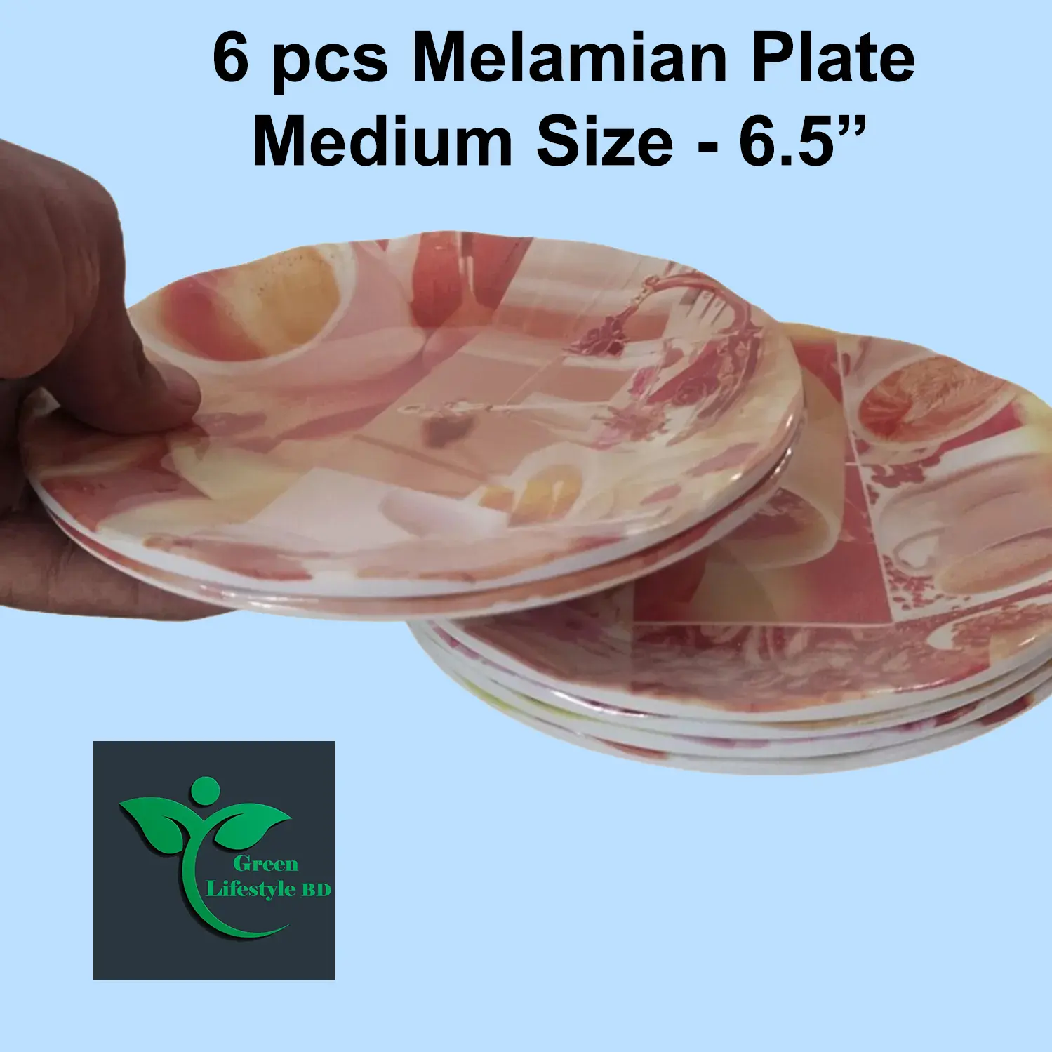 Picture of Melamine Coffee Plate 06 Pieces Set / Melamine ( Size-6.5 inches ) plate for Snacks and Breakfast. - Coffee