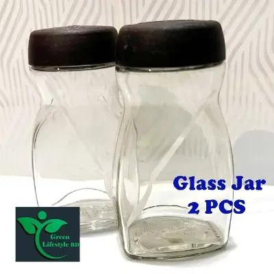 Picture of 500gm super clean Glass Jar/Kacher jar 02 Pieces Set for Kitchen & Dining. Glassware Food container. - Clear