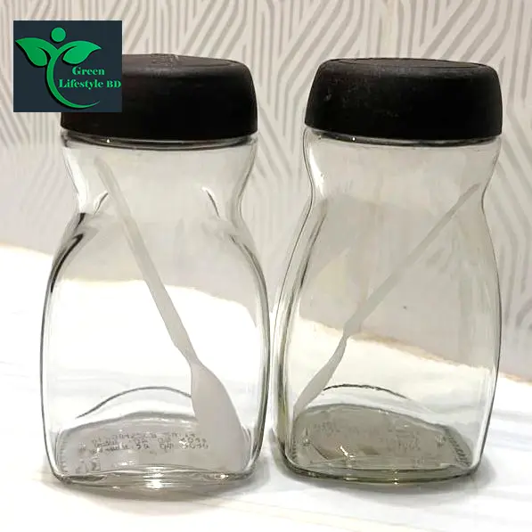 Picture of 500gm super clean Glass Jar/Kacher jar 02 Pieces Set for Kitchen & Dining. Glassware Food container. - Clear