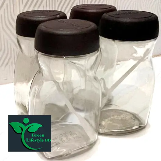 Picture of 500gm super clean Glass Jar/Kacher jar 04 Pieces Set for Kitchen & Dining. Glassware Food container. - Clear 4 pcs