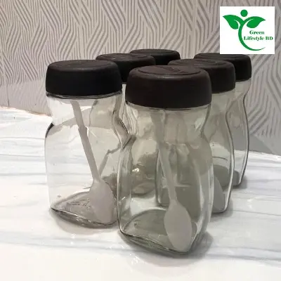 Picture of 500gm super clean Glass Jar/Kacher jar 06 Pieces Set for Kitchen & Dining. Glassware Food container. - Clear 6pcs