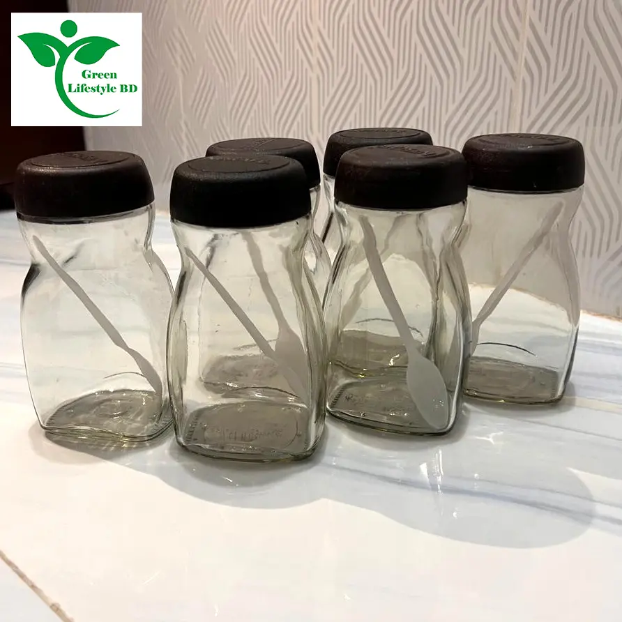 Picture of 500gm super clean Glass Jar/Kacher jar 06 Pieces Set for Kitchen & Dining. Glassware Food container. - Clear 6pcs