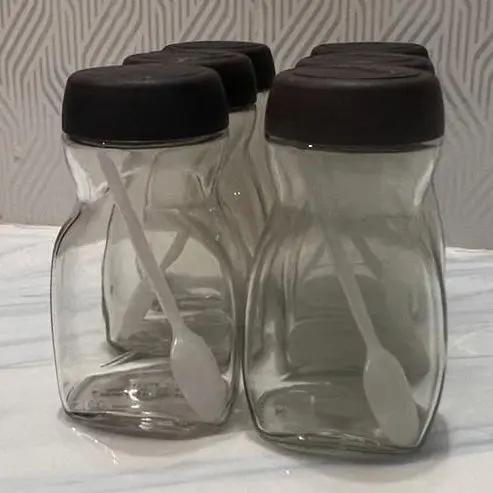 Picture of 500gm super clean Glass Jar/Kacher jar 06 Pieces Set for Kitchen & Dining. Glassware Food container. - Clear 6pcs