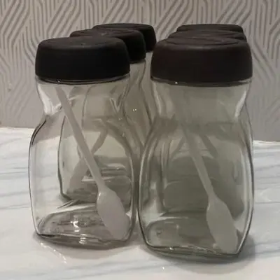 Picture of 500gm super clean Glass Jar/Kacher jar 06 Pieces Set for Kitchen & Dining. Glassware Food container. - Clear 6pcs