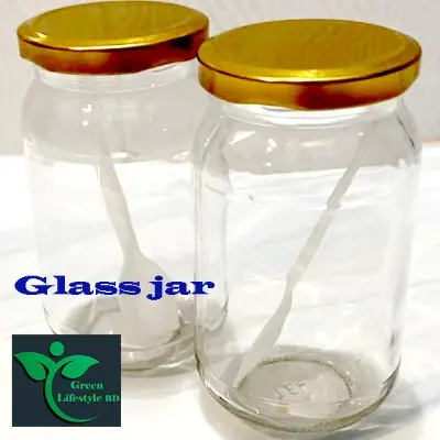 Picture of Clear Glass Jar/kacher jar 500gm 02 Pieces Set for Kitchen & Dining/Glassware food jar/Food container Set/kitchen glass jar. - Clear