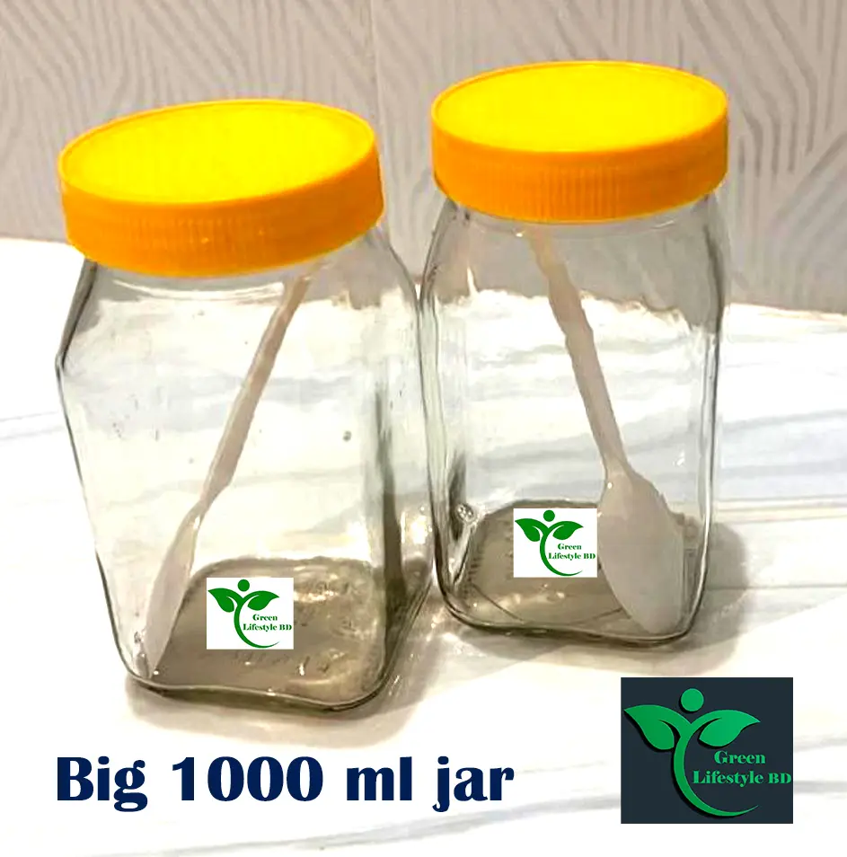 Picture of Big Size 1000 ml Glass Jar 02 Pes  Set for Kitchen and dining, Glassware food jar, Food container Set, kitchen glass jar. - Clear 2pcs