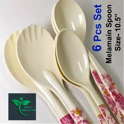 Picture of Melamine Spoon 6 Pieces Set (Size-10.5inch) for kitchen and dining. - Off White