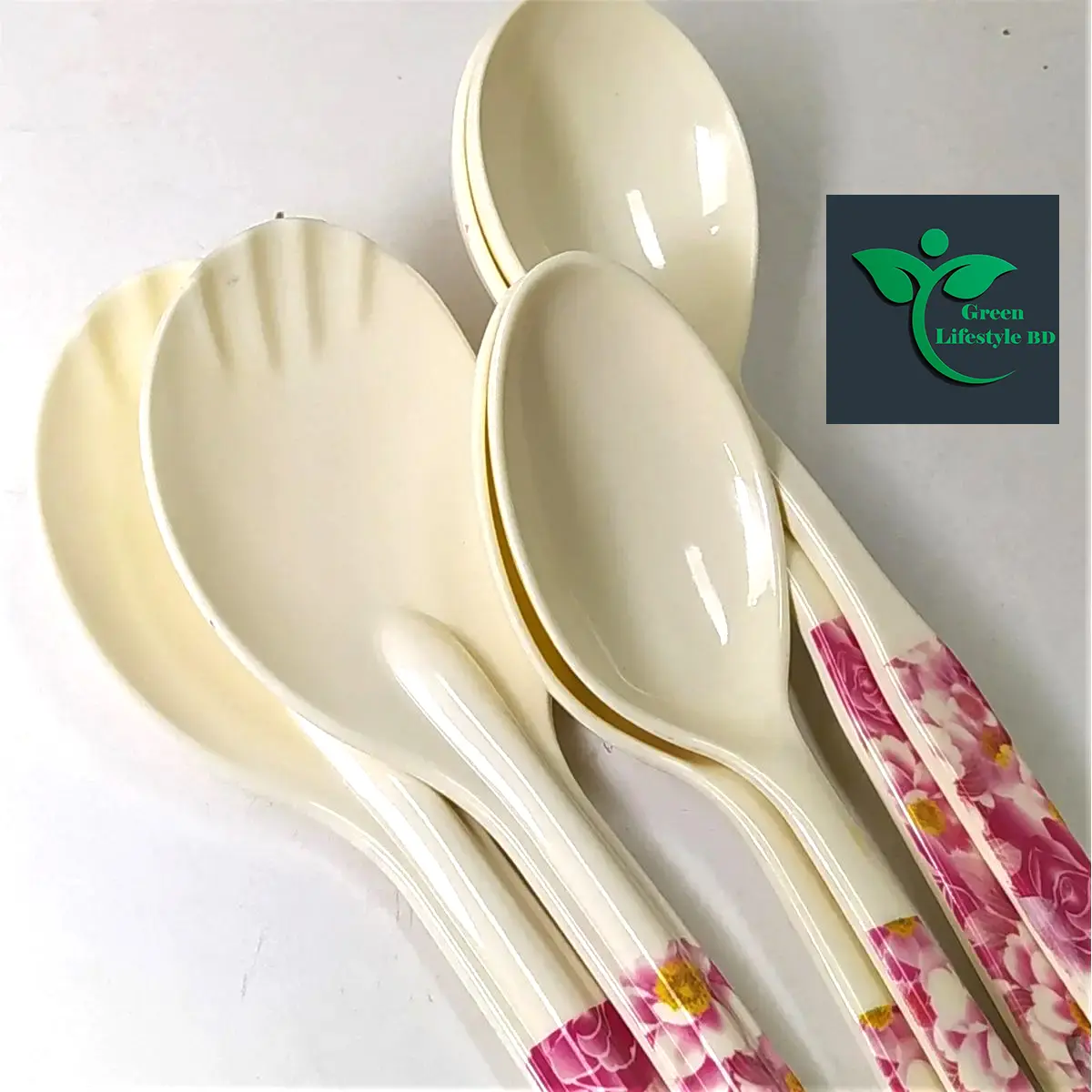 Picture of Melamine Spoon 6 Pieces Set (Size-10.5inch) for kitchen and dining. - Off White