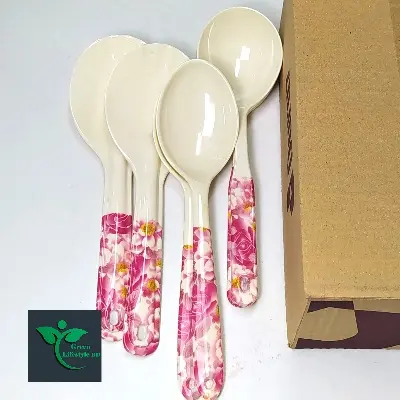 Picture of Melamine Spoon 6 Pieces Set (Size-10.5inch) for kitchen and dining. - Off White