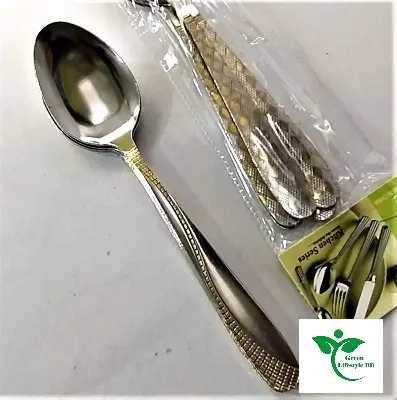 Picture of 6 Pieces 8" Stainless Steel Spoon Set for home and restaurant ( Multi Design Print ) - Multicolor