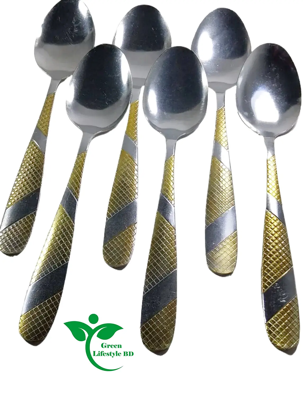 Picture of 6 Pieces 8" Stainless Steel Spoon Set for home and restaurant ( Multi Design Print ) - Multicolor