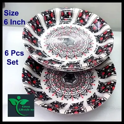 Picture of 6 Inch 6-Piece Multi Design Print Melamine Mini Plate Set- Add A Touch Of Style To Your Dining Experience With These Elegant Mini Plates - Multicolor