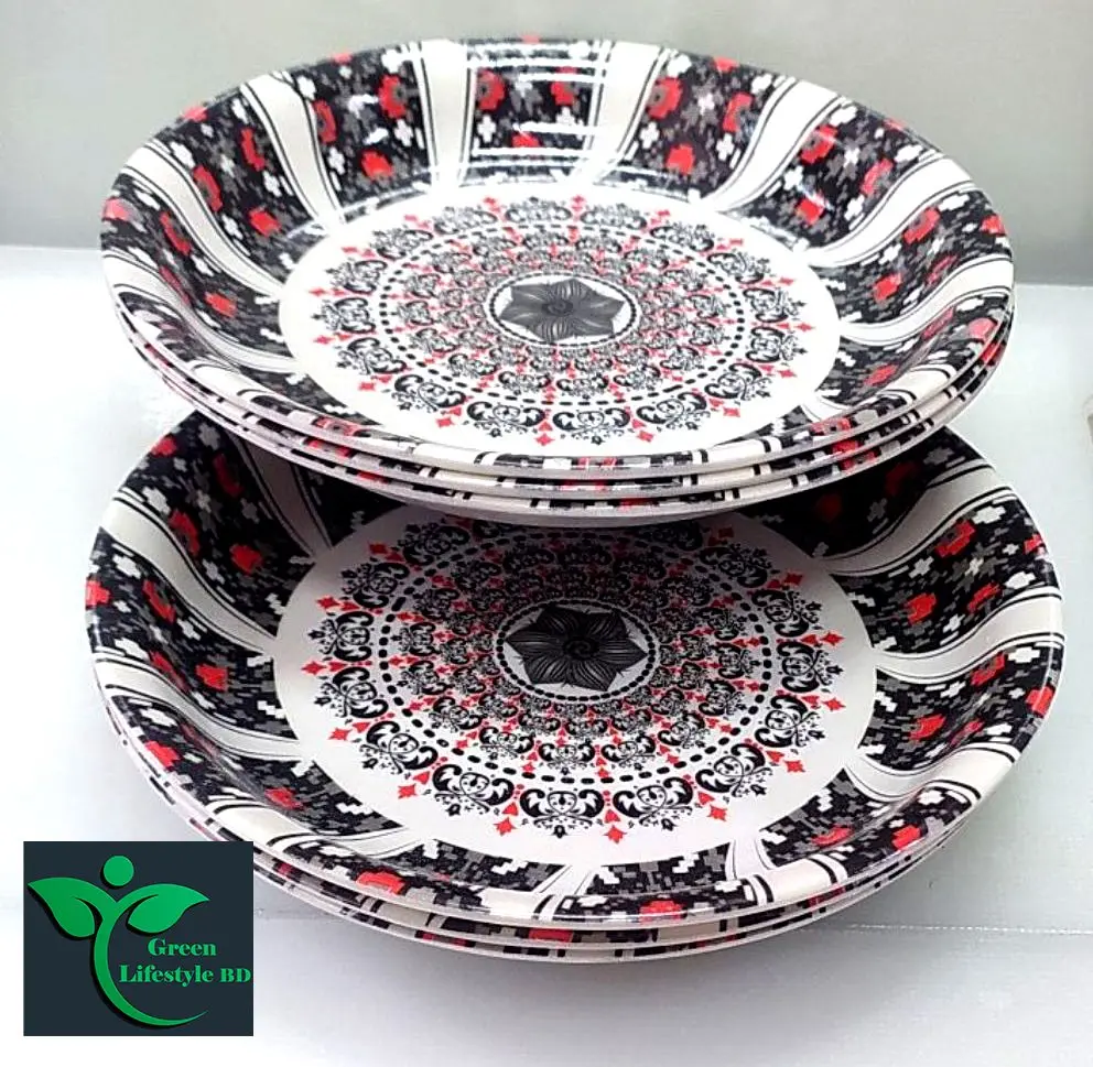 Picture of 6 Inch 6-Piece Multi Design Print Melamine Mini Plate Set- Add A Touch Of Style To Your Dining Experience With These Elegant Mini Plates - Multicolor