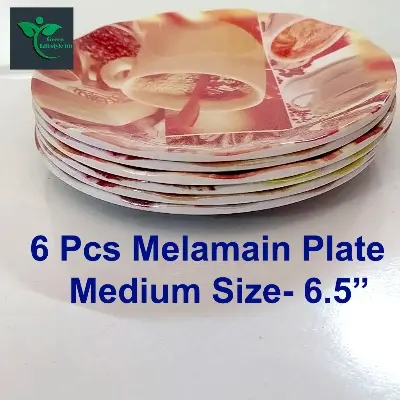 Picture of Melamine Coffee Plate 06 Pieces Set ( Size-6.5 inches ) plate for Snacks and Breakfast. - Coffee