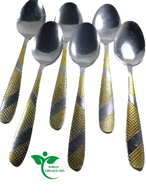 Picture of 8 Inch 6 Pieces Stainless Steel Spoon Set for home and restaurant ( Multi Design Print ) - Multicolor