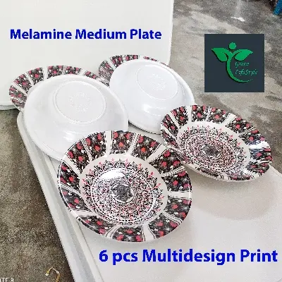 Picture of 6 inch 6 piece Multi design Print Melamine Mini plate Set. - Multicolor