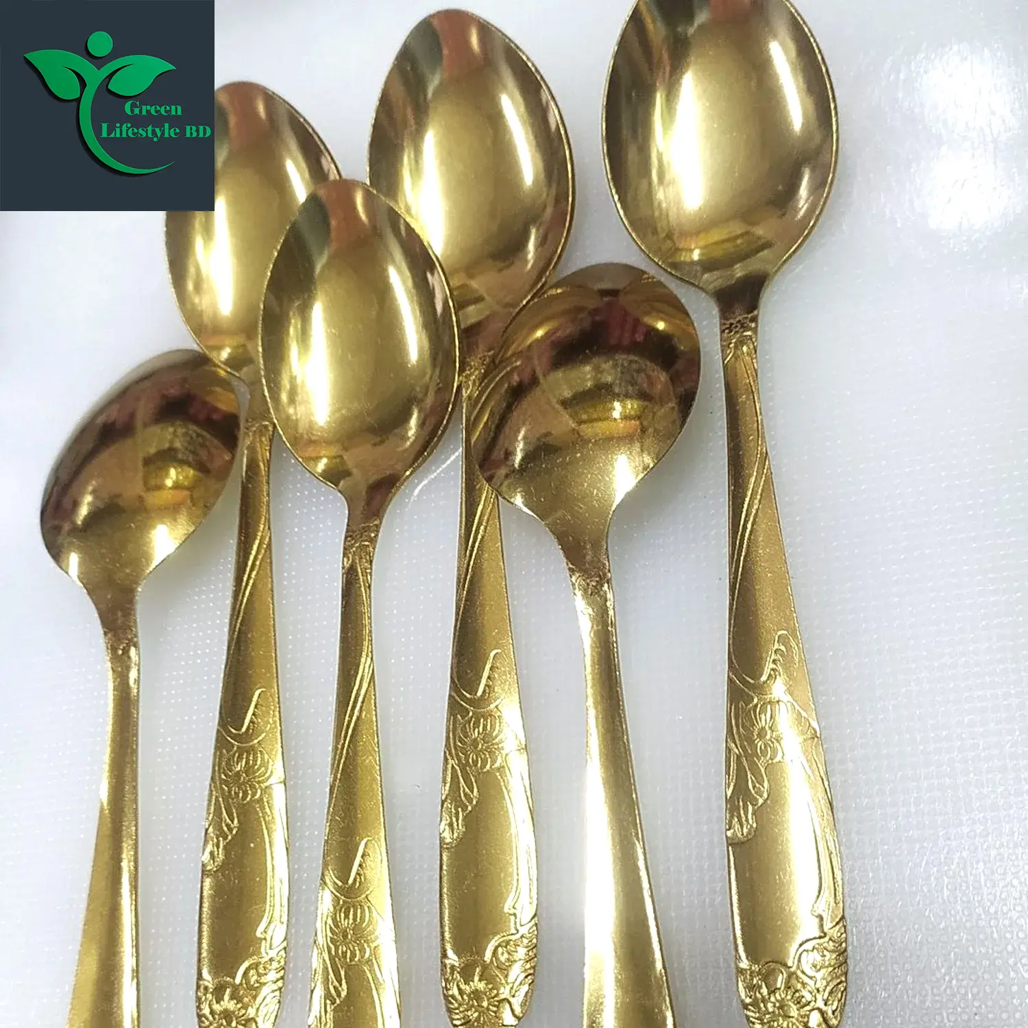 Picture of Luxury Gold Color 6 Piece Tablespoon Stainless Steel Spoon Set - Elegant And Durable Cutlery Set