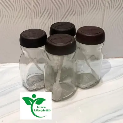Picture of 250gm super clean Glass Jar/Kacher jar 04 Pieces Set for Kitchen & Dining. Glassware Food container. - Clear