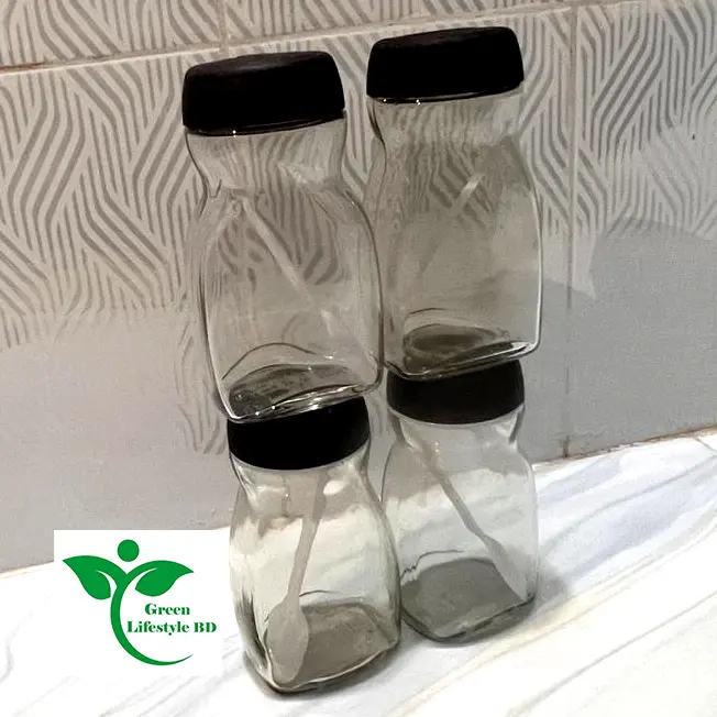 Picture of 250gm super clean Glass Jar/Kacher jar 04 Pieces Set for Kitchen & Dining. Glassware Food container. - Clear