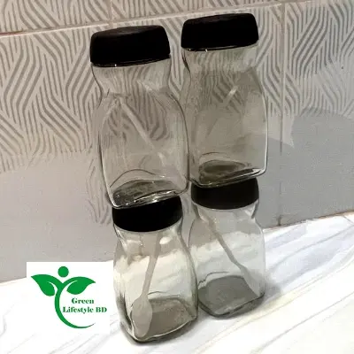 Picture of 250gm super clean Glass Jar/Kacher jar 04 Pieces Set for Kitchen & Dining. Glassware Food container. - Clear