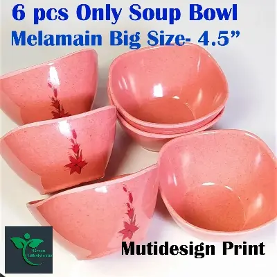 Picture of High quality Big Square Soup Bowl 6 Piece set (4.5) Inch Pink Color. - Pink