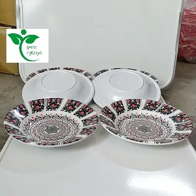 Picture of 6 inch 4 piece set Multi design Print Melamine Mini plate Set. - Multicolor
