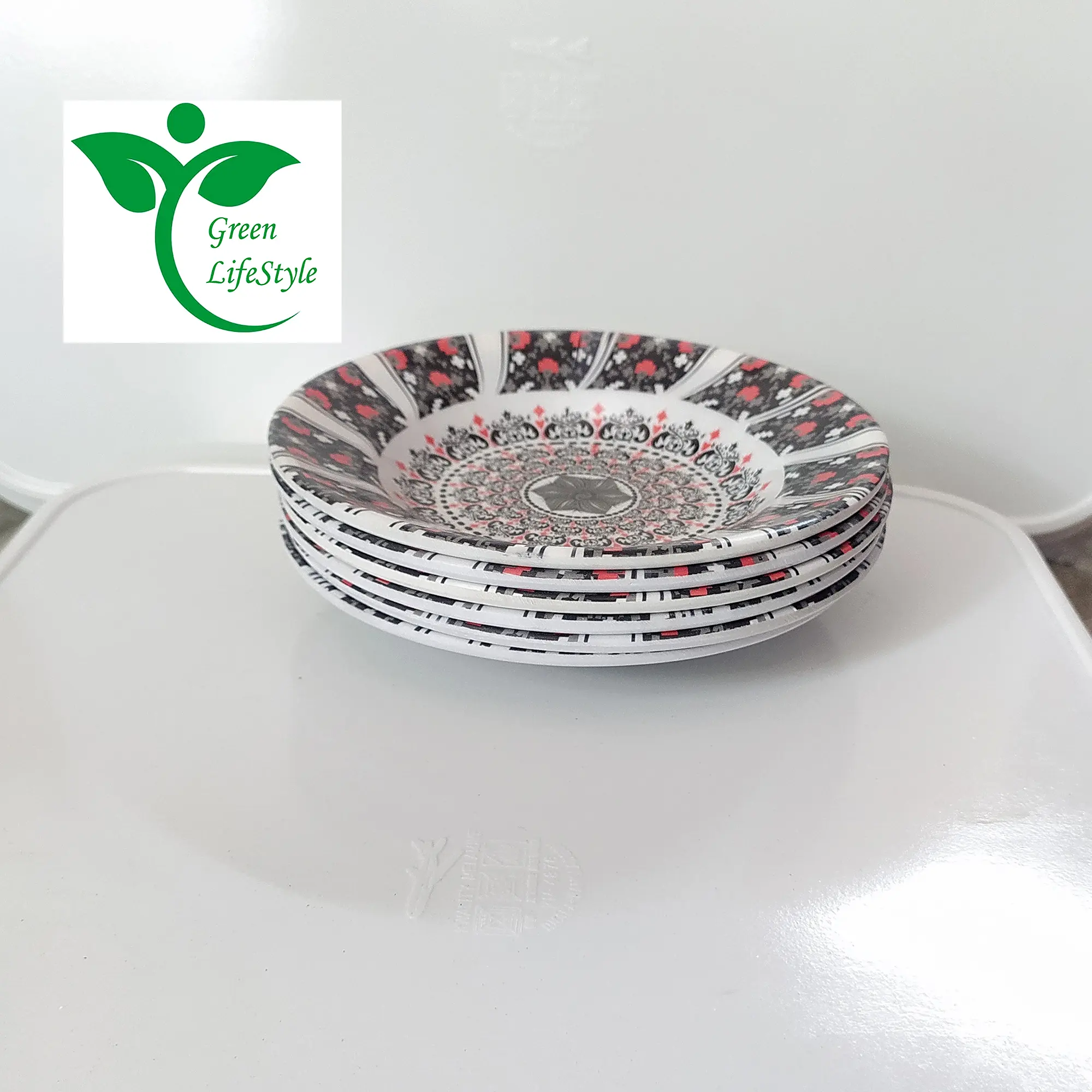 Picture of 6 inch 4 piece set Multi design Print Melamine Mini plate Set. - Multicolor