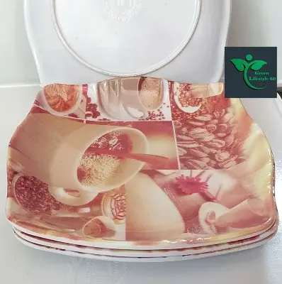 Picture of Melamine Half Plate 4 Pieces Set ( Size-6.5 inch's ) plate for Snacks and Breakfast. - Coffee