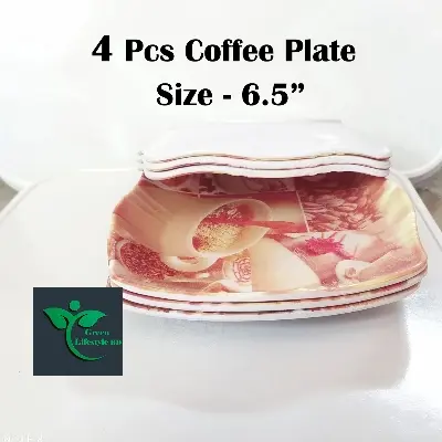 Picture of Melamine Half Plate 4 Pieces Set ( Size-6.5 inch's ) plate for Snacks and Breakfast. - Coffee