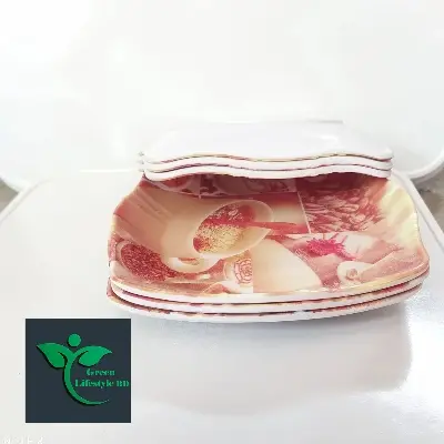 Picture of Melamine Half Plate 4 Pieces Set ( Size-6.5 inch's ) plate for Snacks and Breakfast. - Coffee