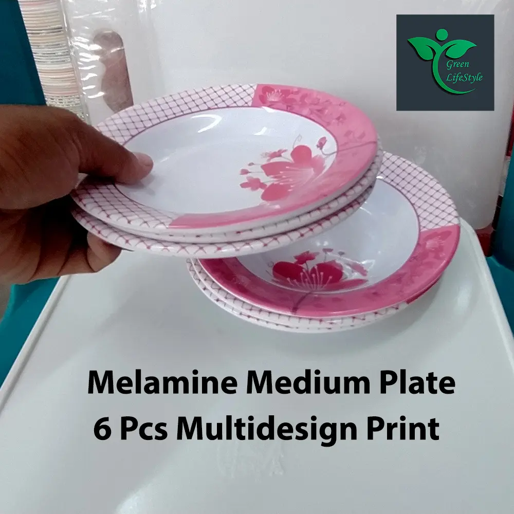 Picture of Melamine Half Plate 6 Pieces Set ( Medium Size 7" ) Multi Design Print Melamine plate  for Snacks and breakfast. - Multicolor