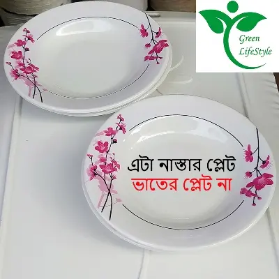 Picture of Melamine Half Plate 6 Pieces Set ( Medium Size 7" ) Multi Design Print Melamine plate  for Snacks and breakfast. - Multicolor