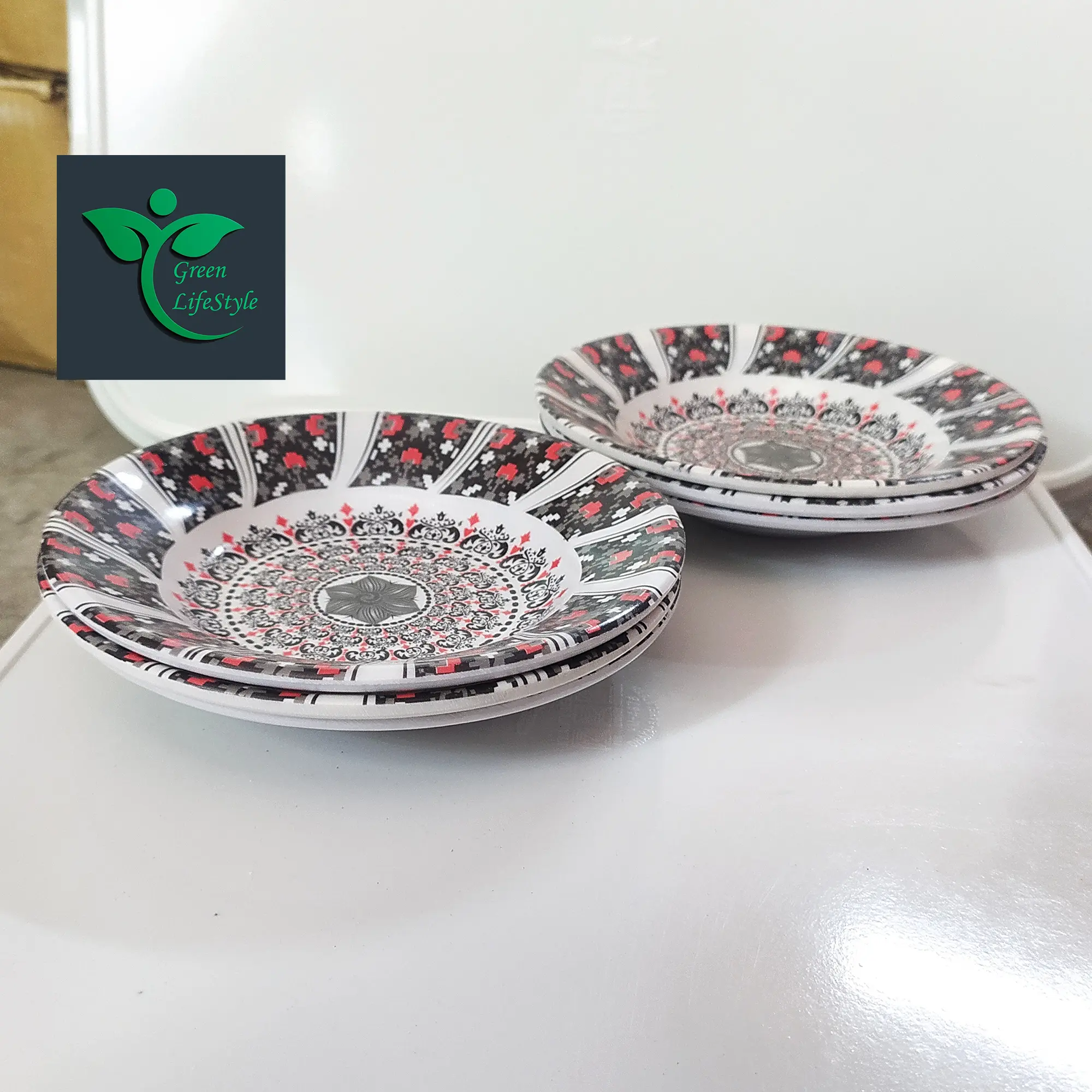 Picture of 6 Pcs Melamine Plate Set – 6 Inch Medium Size Plates with Multi Design Print - Multicolor 6pcs