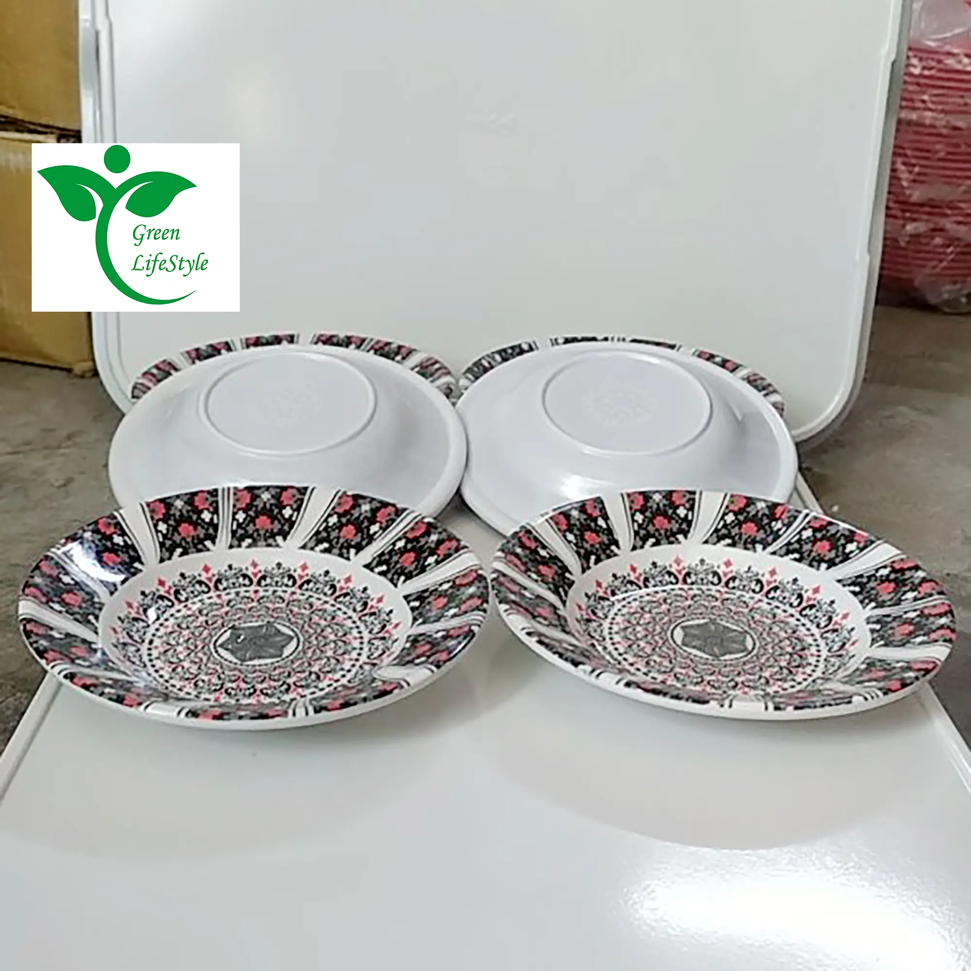 Picture of 6 Pcs Melamine Plate Set – 6 Inch Medium Size Plates with Multi Design Print - Multicolor 6pcs