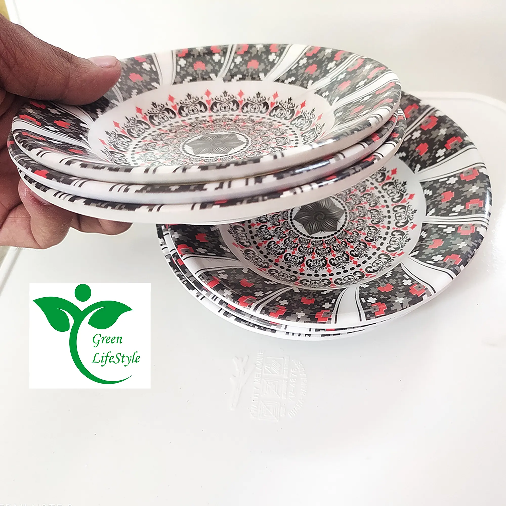 Picture of 6 Pcs Melamine Plate Set – 6 Inch Medium Size Plates with Multi Design Print - Multicolor 6pcs