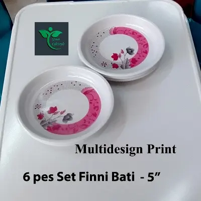 Picture of 6 Pcs Set Melamine Finnie Bati/Bowl Medium (Size 5.") Multi Design Print. - Multicolor