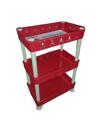 Picture of Multi functional 3 Layer Size 14" 6" by 10 "  Plastic Kitchen Bathroom Shelf Organizer Storage Baby Top Mini Rack - (1 Piece) - Multicolor