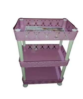 Picture of Multi functional 3 Layer Size 14" 6" by 10 "  Plastic Kitchen Bathroom Shelf Organizer Storage Baby Top Mini Rack - (1 Piece) - Multicolor