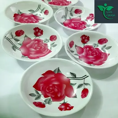 Picture of 06 pcs Melamine Half Bowl/Bati Medium Size (6.5 inches) Multi Design Melamine Bowl Set. - Multicolor