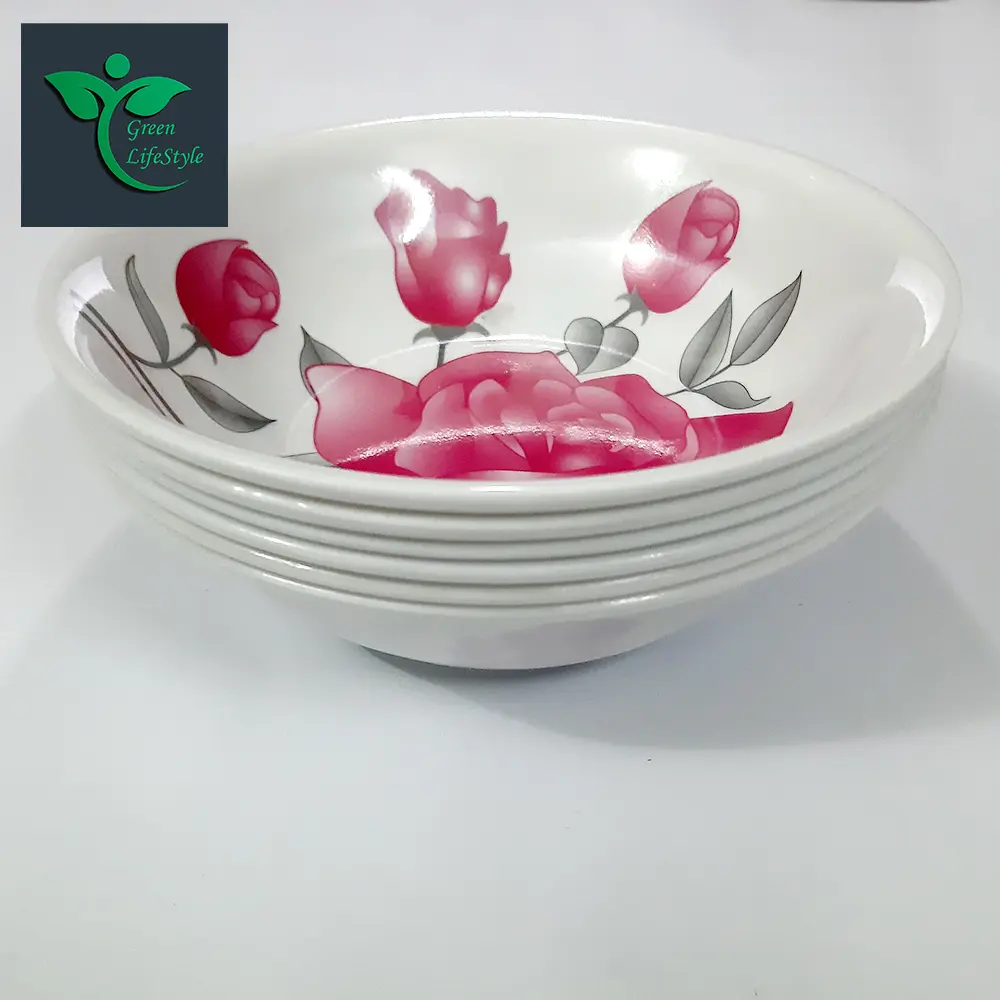 Picture of 06 pcs Melamine Half Bowl/Bati Medium Size (6.5 inches) Multi Design Melamine Bowl Set. - Multicolor
