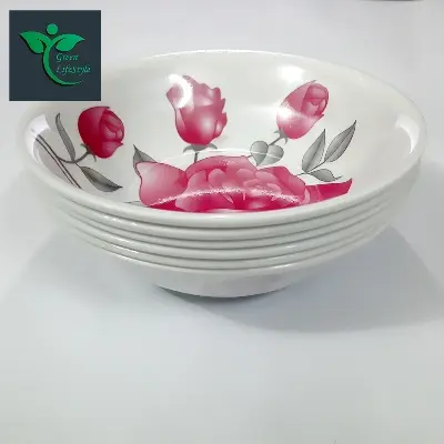 Picture of 06 pcs Melamine Half Bowl/Bati Medium Size (6.5 inches) Multi Design Melamine Bowl Set. - Multicolor