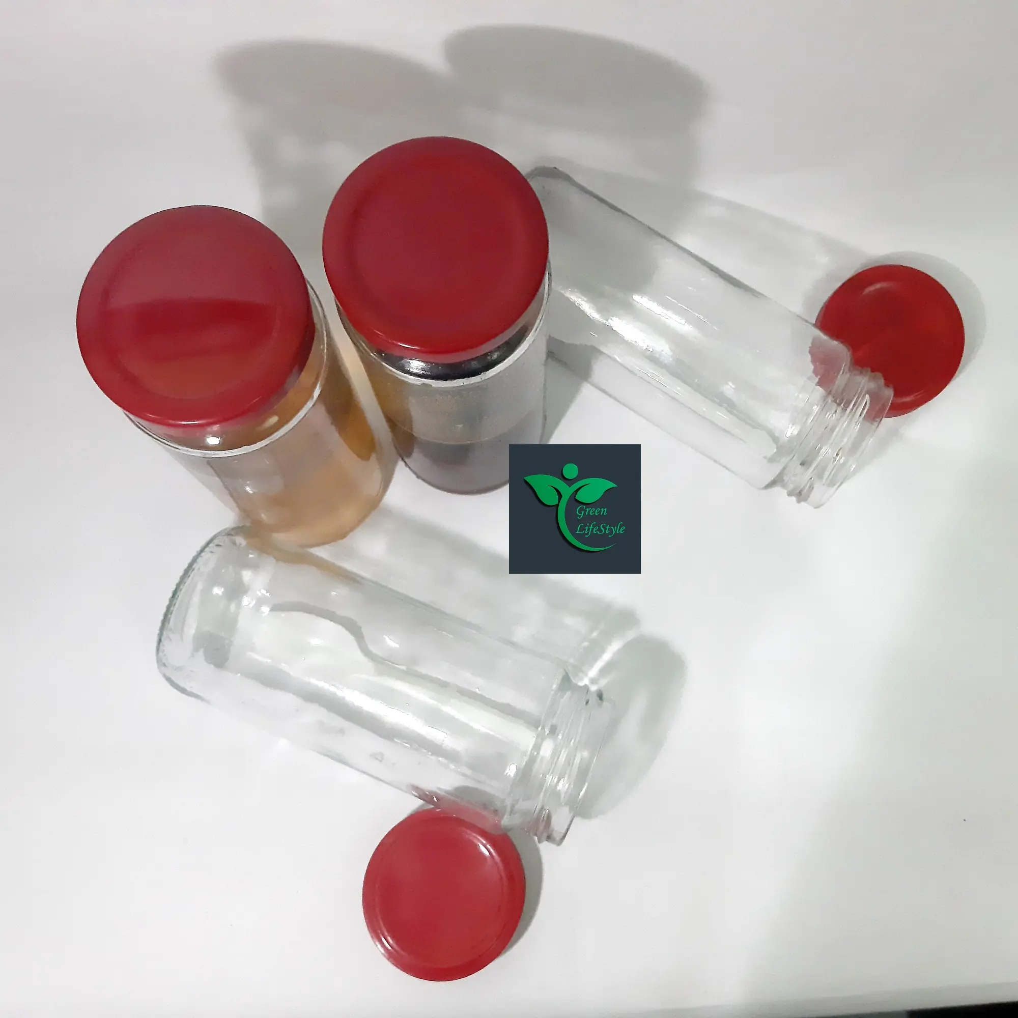 Picture of 500gm 02 Pcs Good quality Glass Jar for Kitchen & Dining. Glassware Food container. - Clear