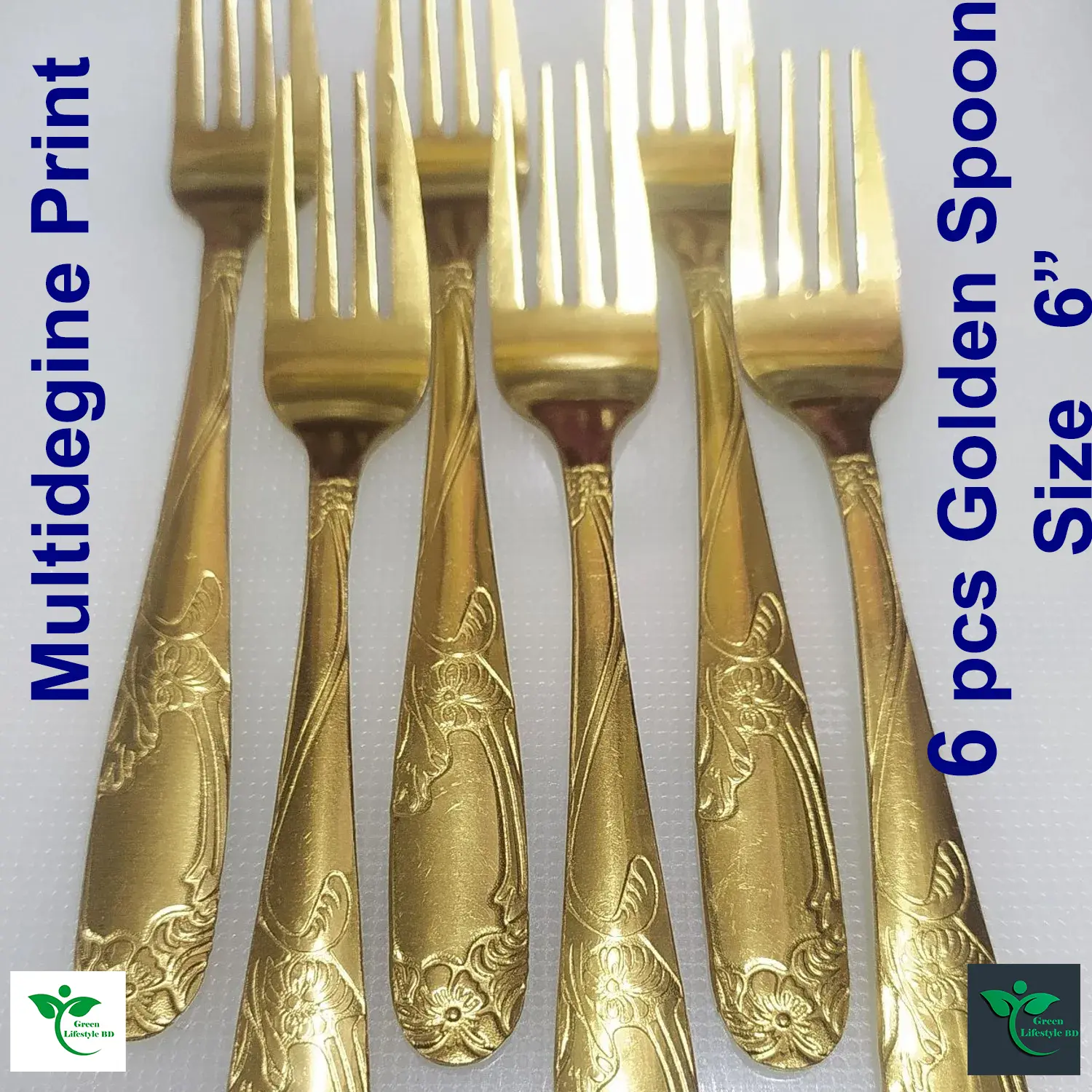 Picture of Stainless Steel Spoon Gold Color Cutlery 6pcs (6inch) Premium Quality. - Gold