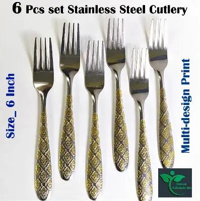 Picture of 6 Piece 6 Inch Stainless Steel Cutlery Multi Design for Kitchen and Dining Table. - Silver