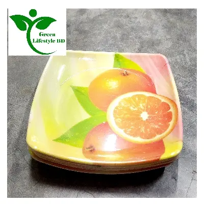 Picture of Melamine Half Plate 6 Pcs Set( Medium Size 6.5 Inch ) Multi Design Print for Snacks & Breakfast. - Coffee
