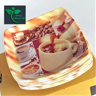Picture of Melamine Coffee Plate 6 Pcs Set( Medium Size 6.5 Inch ) for Snacks & Breakfast. - Coffee