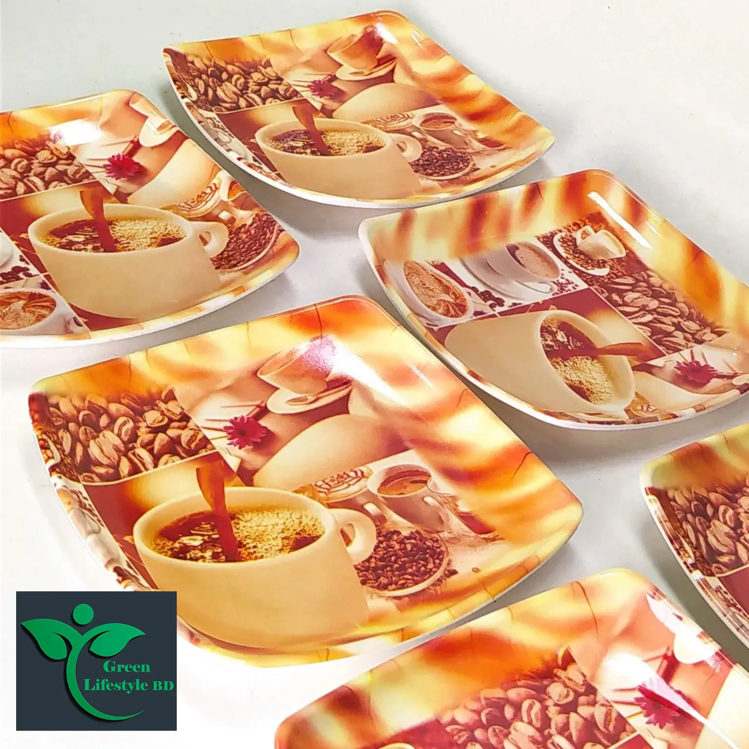 Picture of Melamine Coffee Plate 6 Pcs Set( Medium Size 6.5 Inch ) for Snacks & Breakfast. - Coffee