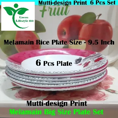 Picture of 6 pcs Set Big Melamine Plate (9.5" Size ) for Home & Office High Quality Melamine. - Multicolor