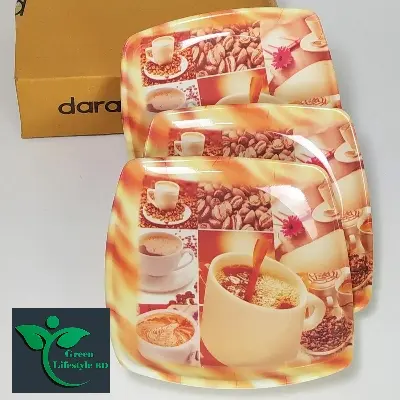 Picture of Melamine Half Plate 6 Pcs Set / Melamine ( Medium Size-6.5 Inch ) plate for Snacks & Breakfast. - Coffee